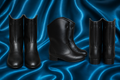 Black Vinyl Drill Boots